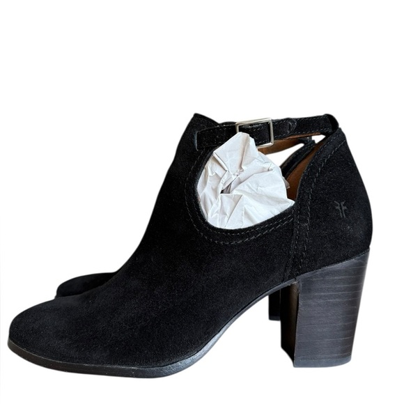 Frye Meghan Suede Ankle Booties Black Heel Women US 8B - Picture 2 of 13